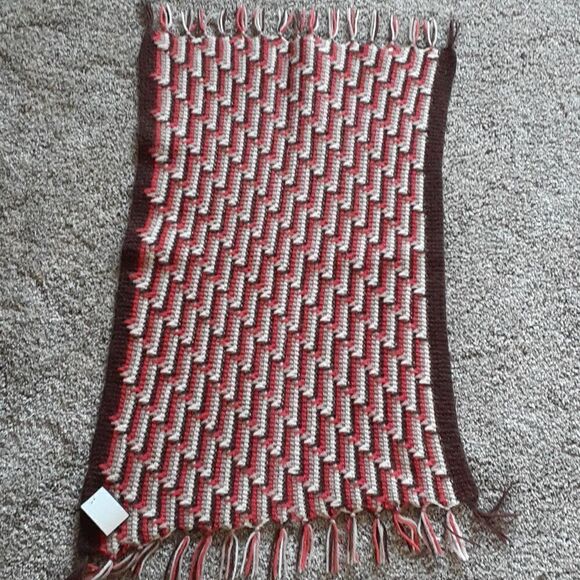Beautiful Southwestern style crocheted blanket -19" X 28" long(without fringe) - Picture 7 of 7